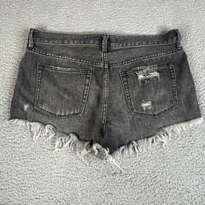 We The Free Cut Off Shorts Womens 30 Black Button Fly Mid Rise Distressed Jean